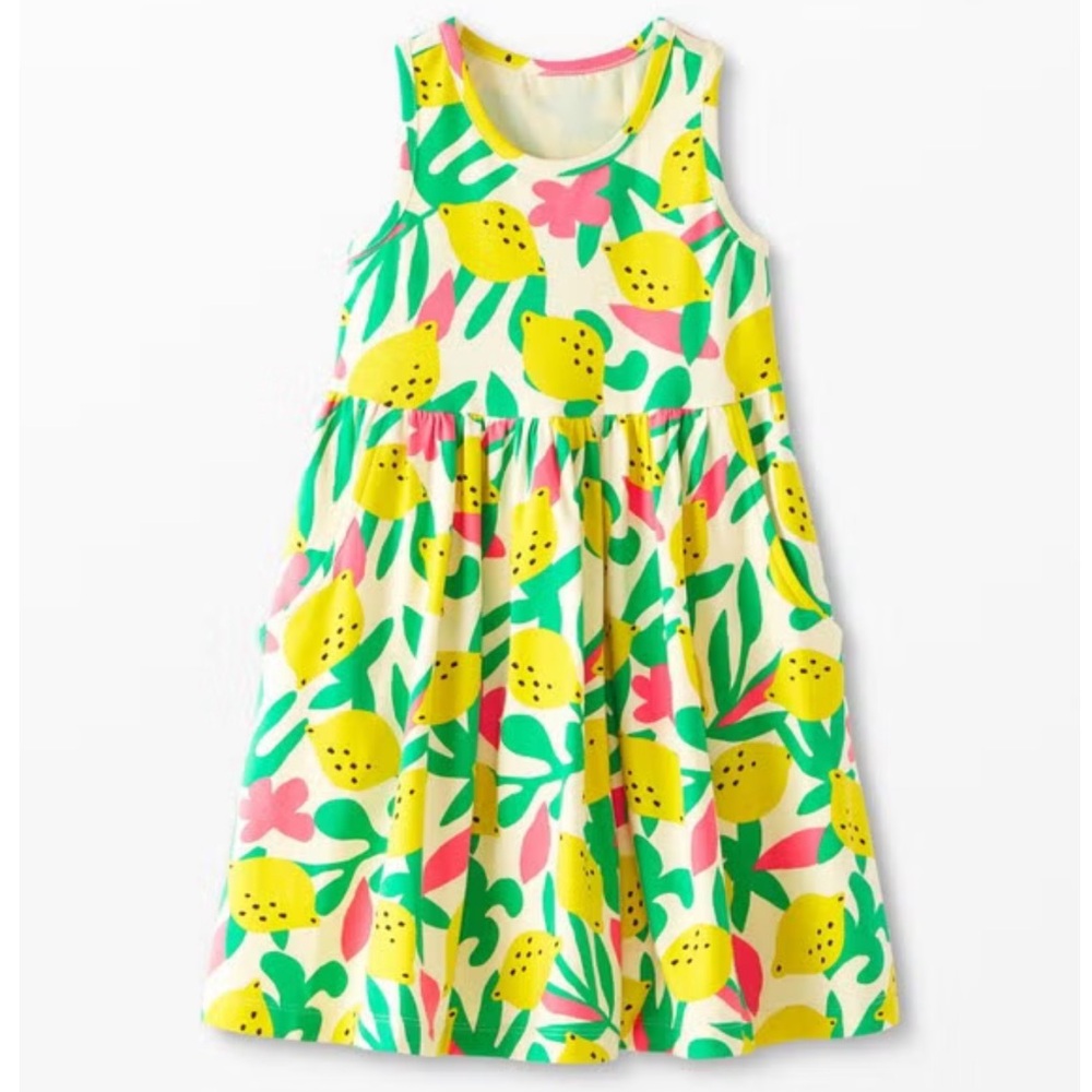 Hanna Andersson Racerback Lemon Floral Design Skater Dress - Size 10
